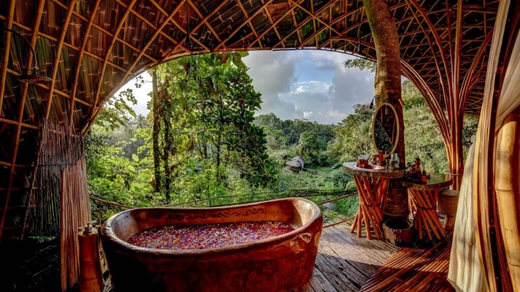 Outdoor Bathroom Copper House Bambu Indah Ubud Bali
